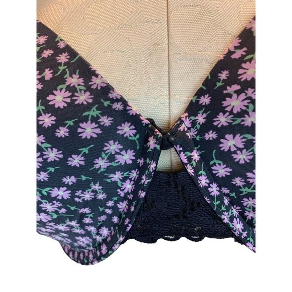 38D Maidenform DM7549 Underwire Bra Full Coverage Fab Fit 2.0 Navy Blue Floral - Picture 7 of 8